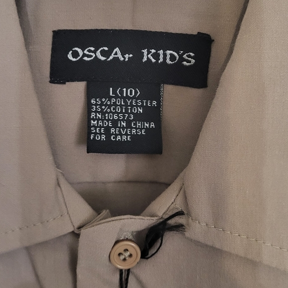 Oscar Kids Boys Brown Short Sleeve Button Up Shirt Size Large (10)- Brand New - Picture 6 of 6